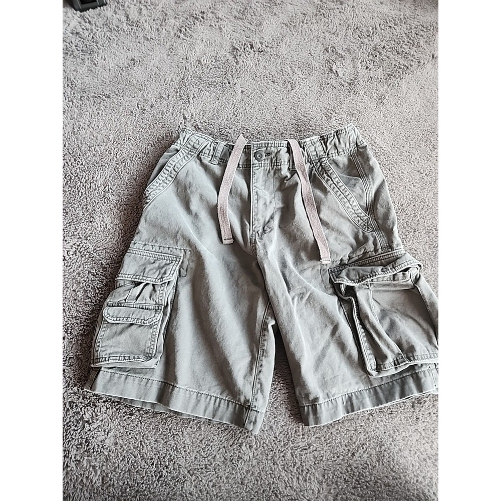 Faded Glory Cargo Shorts Mens Size 32 Vintage Dark Gray Utility Drawstring